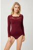 Ysabel Mora Dames Thermo Long Sleeve Shirt Lace Maroon 70005 | 29332