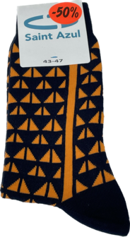 Saint Azul Heren Sokken Navy/Orange Motief | 28871-28872