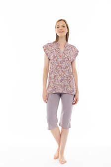 Pink Label Dames Pyjama Violet Paisley S1243 | 28279