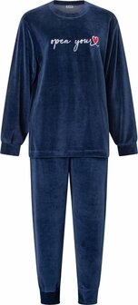 Lunatex Meisjes Velours Pyjama Navy 14-4038 | 27085