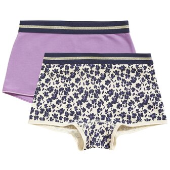 Ten Cate Girls  Goodz Shorts 2-Pack Uni/Print bloem Lila 60073-5094 | 28915