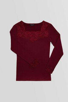 Ysabel Mora Dames Thermo Long Sleeve T-Shirt Lace Maroon 70005 | 29332