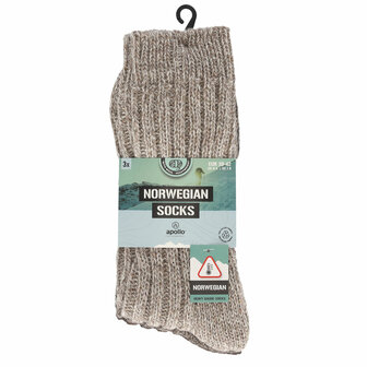 Apollo Noorse Heren Sokken 3-Pack Bruin 124010000 | 32710