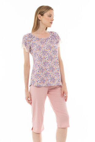 Pink Label Dames Pyjama Violet Flower S1250 | 28366