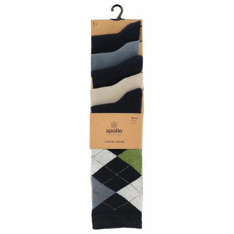 Apollo Heren Sokken 5-Pack Multi Navy 120421010 | 32704